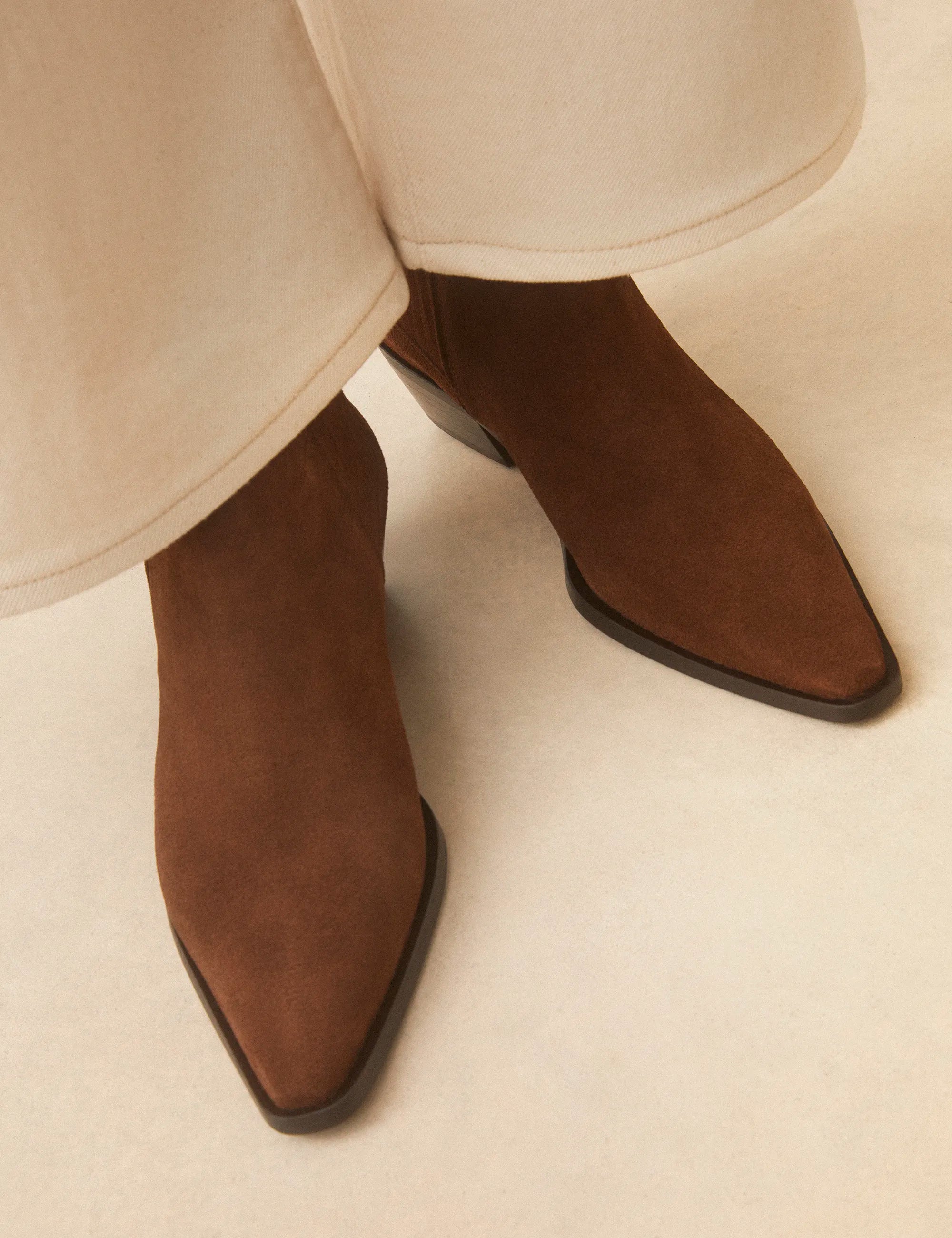 Bottines À Talons Suède Noisette - Numéro 405 - Rivecour