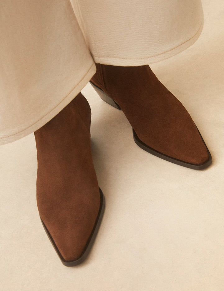 Bottines À Talons Suède Noisette - Numéro 405 - Rivecour