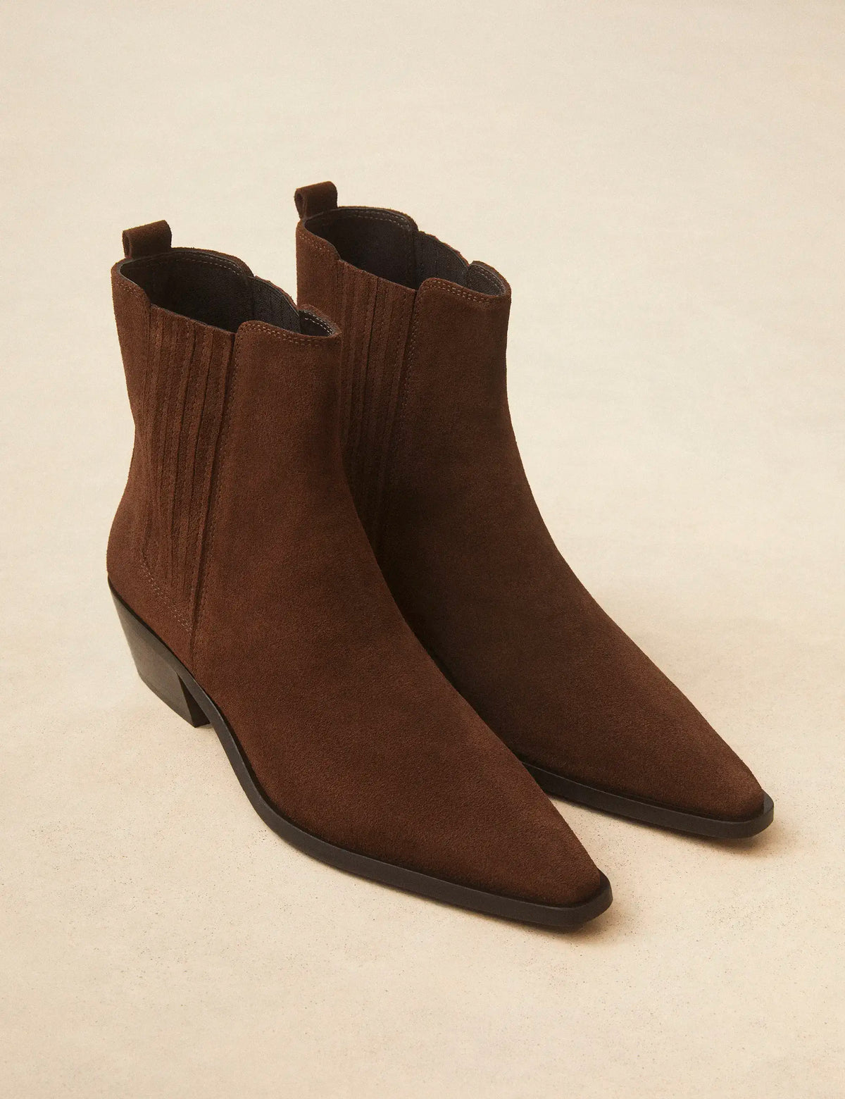 Bottines À Talons Suède Noisette - Numéro 405 - Rivecour