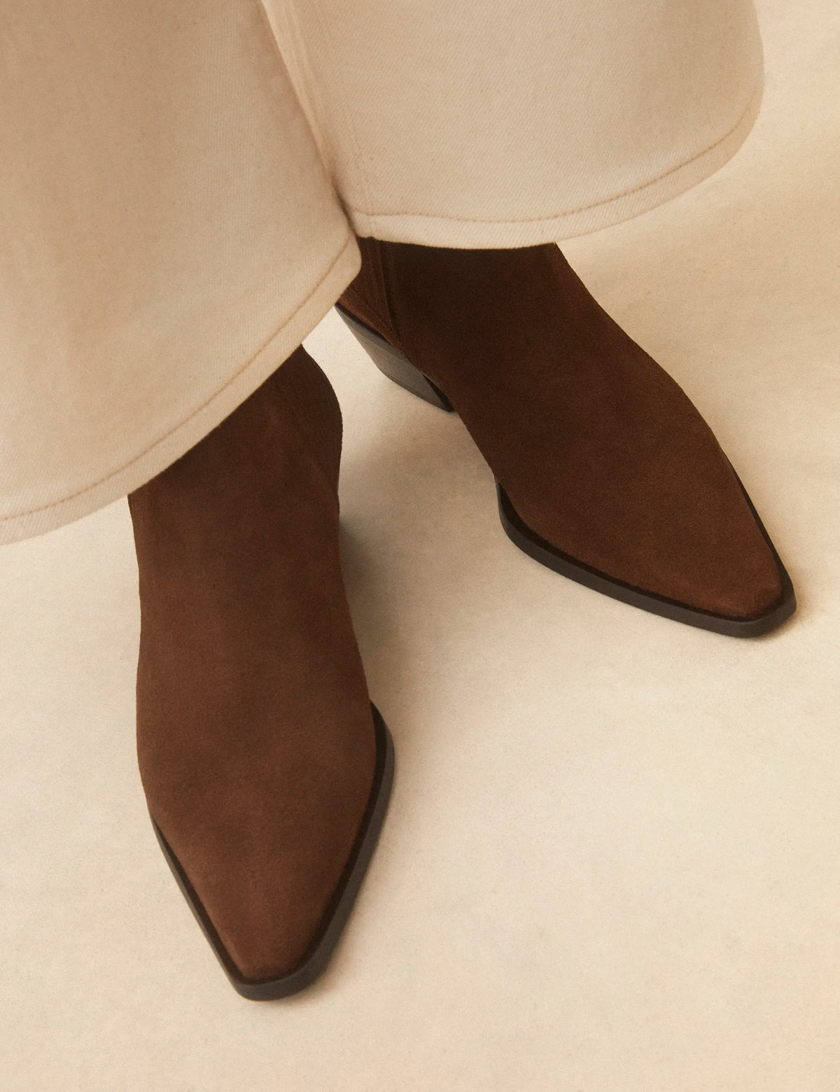 Bottines À Talons Suède Noisette - Numéro 405 - Rivecour