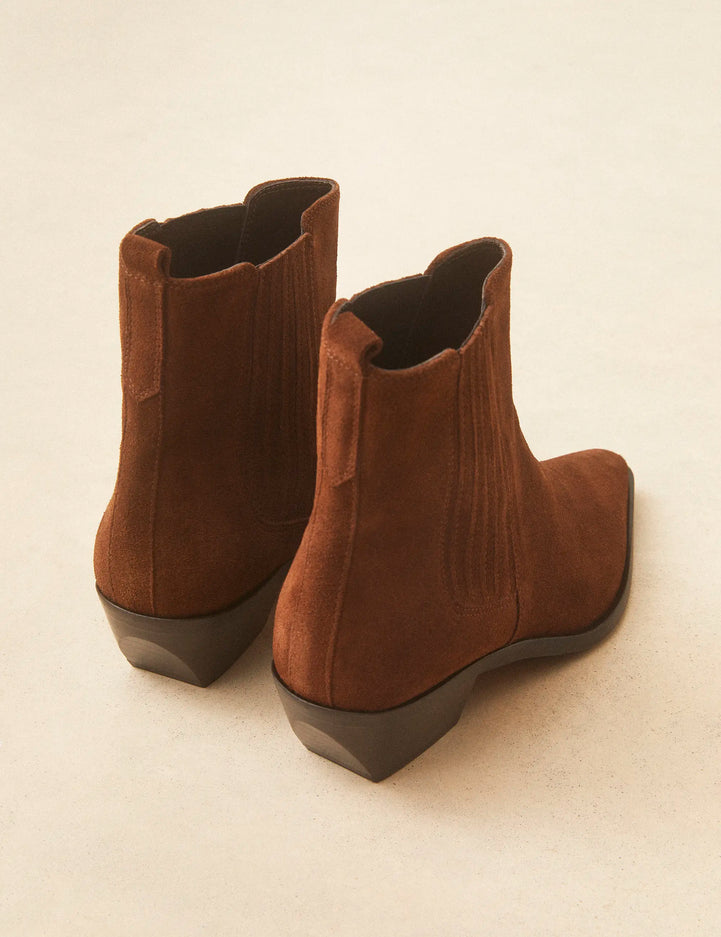 Bottines À Talons Suède Noisette - Numéro 405 - Rivecour