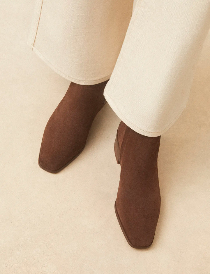 Bottines À Talons Suède Marron Chocolat - Numéro 406 - Rivecour