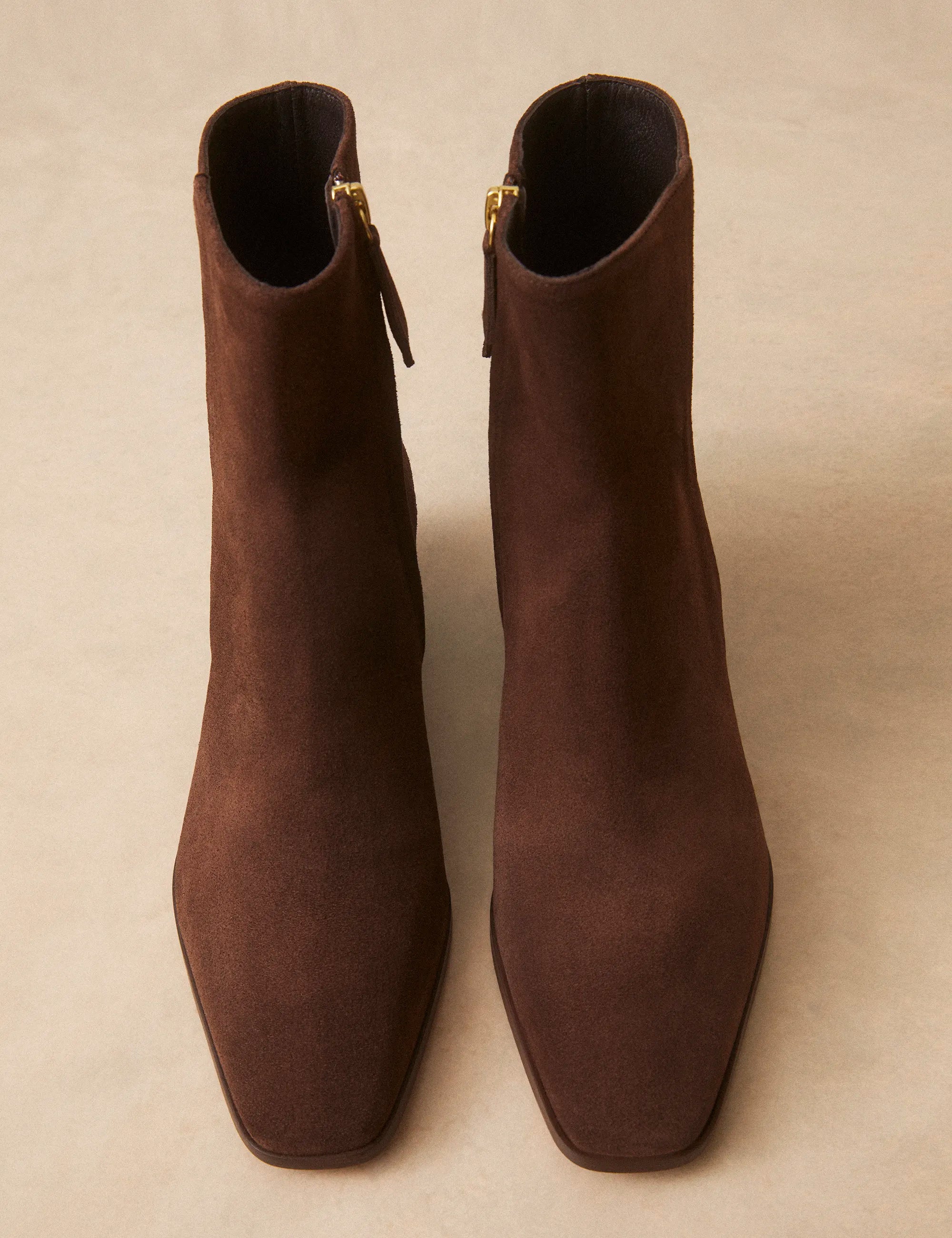 Bottines À Talons Suède Marron Chocolat - Numéro 406 - Rivecour