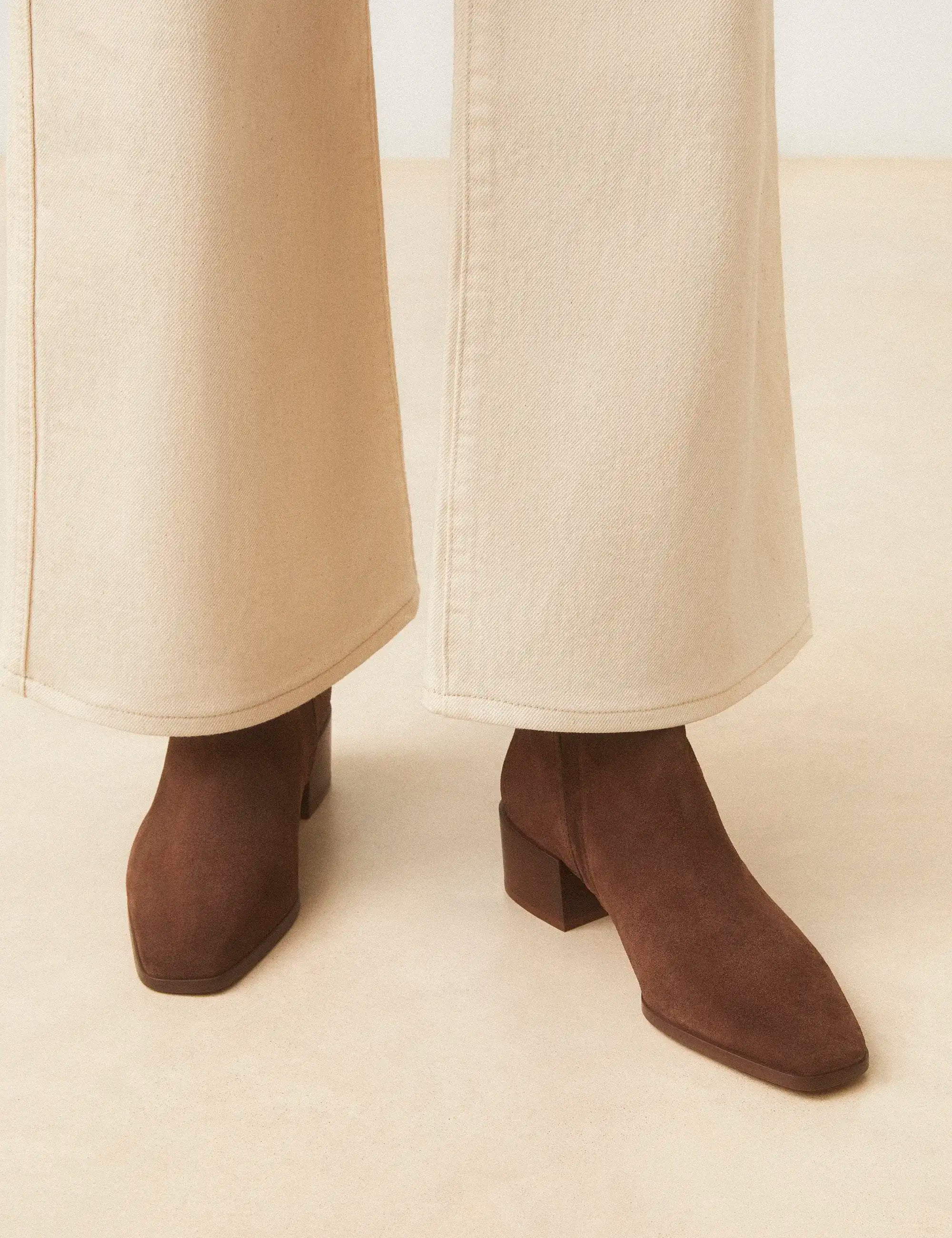 Bottines À Talons Suède Marron Chocolat - Numéro 406 - Rivecour