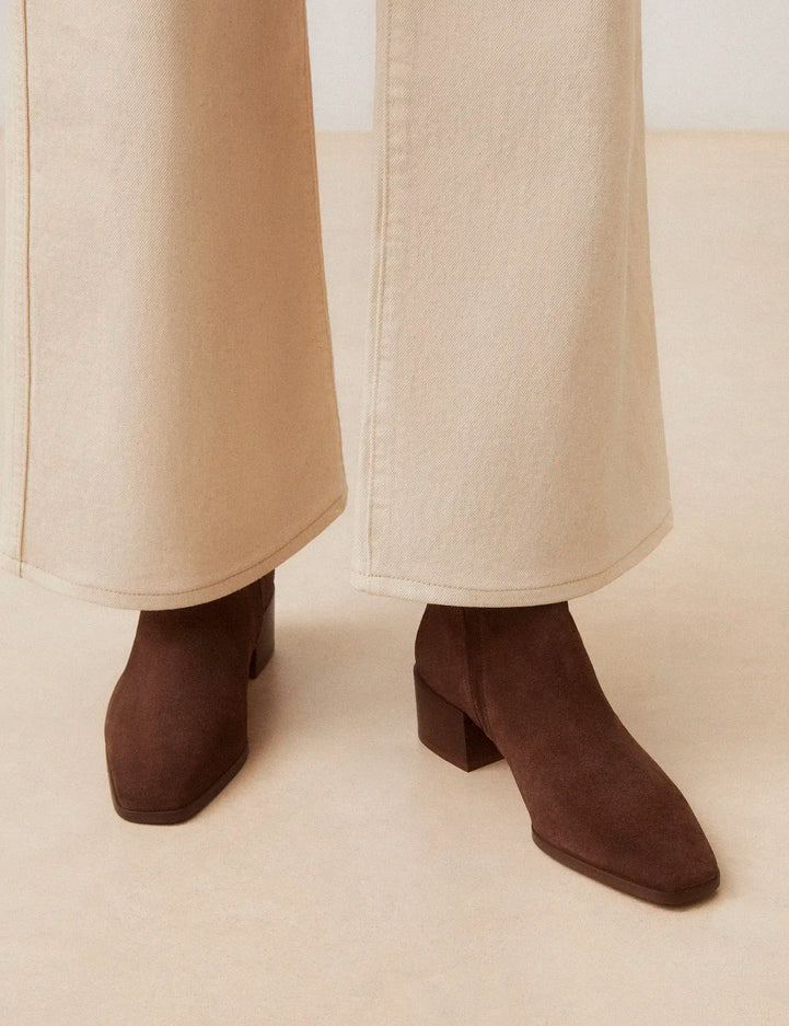 Bottines À Talons Suède Marron Chocolat - Numéro 406 - Rivecour