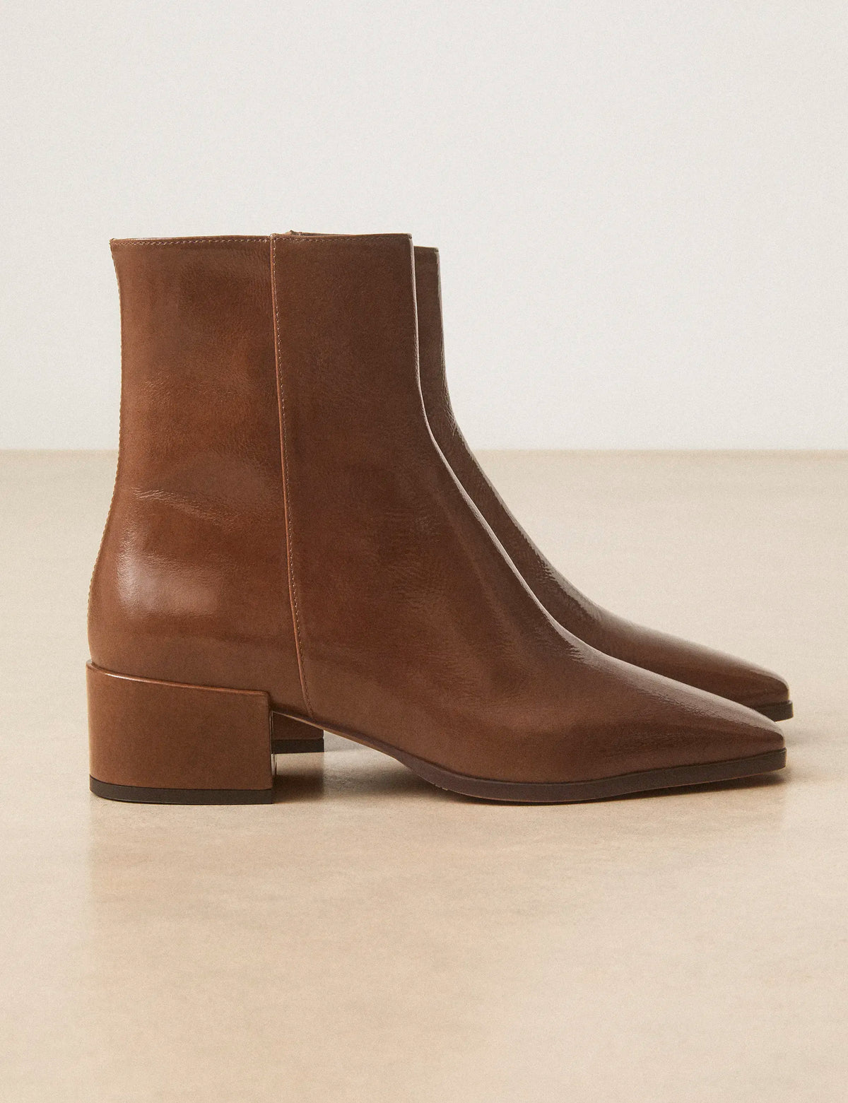 Bottines À Talons Cuir Vernis Brun - Numéro 406 - Rivecour