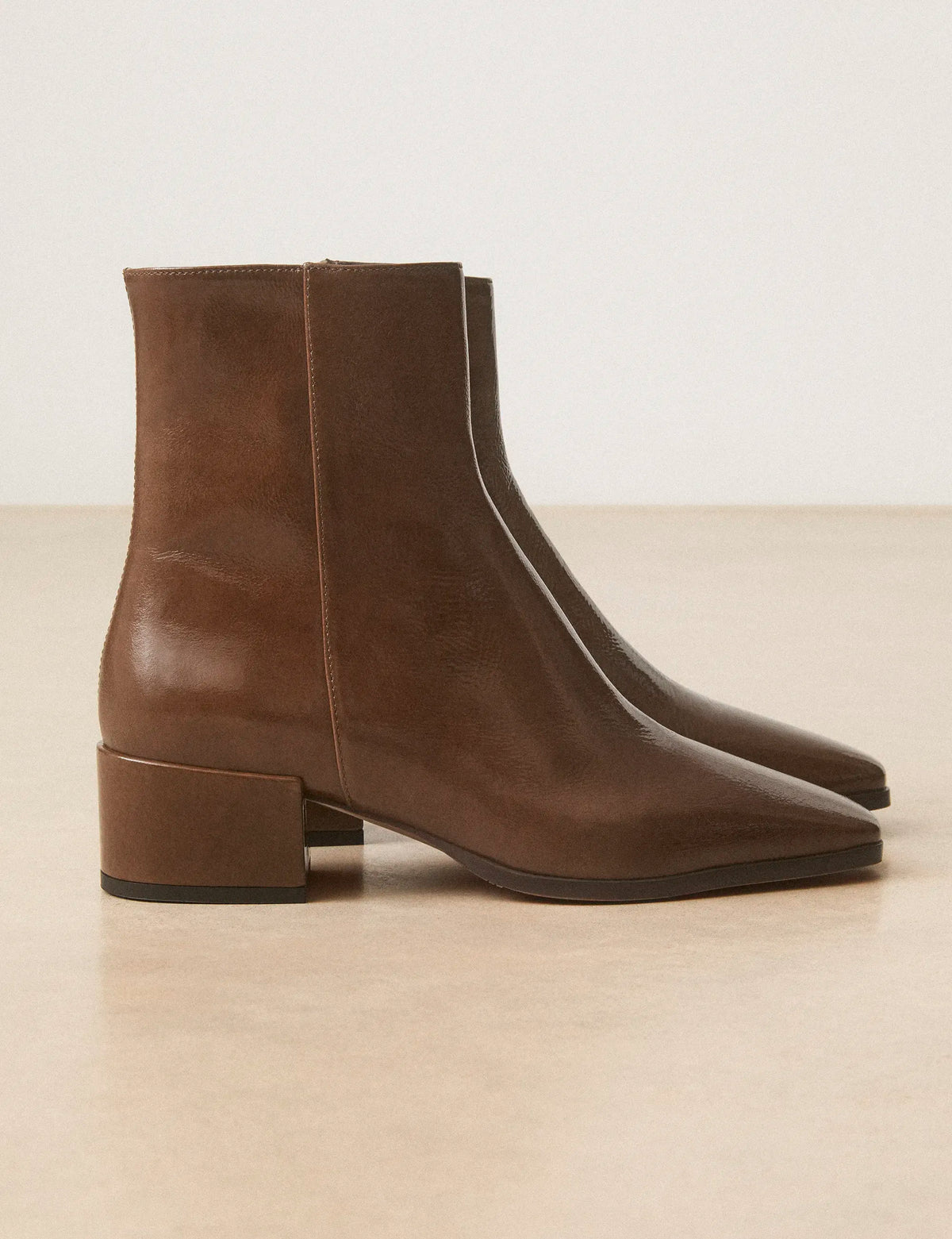 Bottines À Talons Cuir Vernis Brun - Numéro 406 - Rivecour