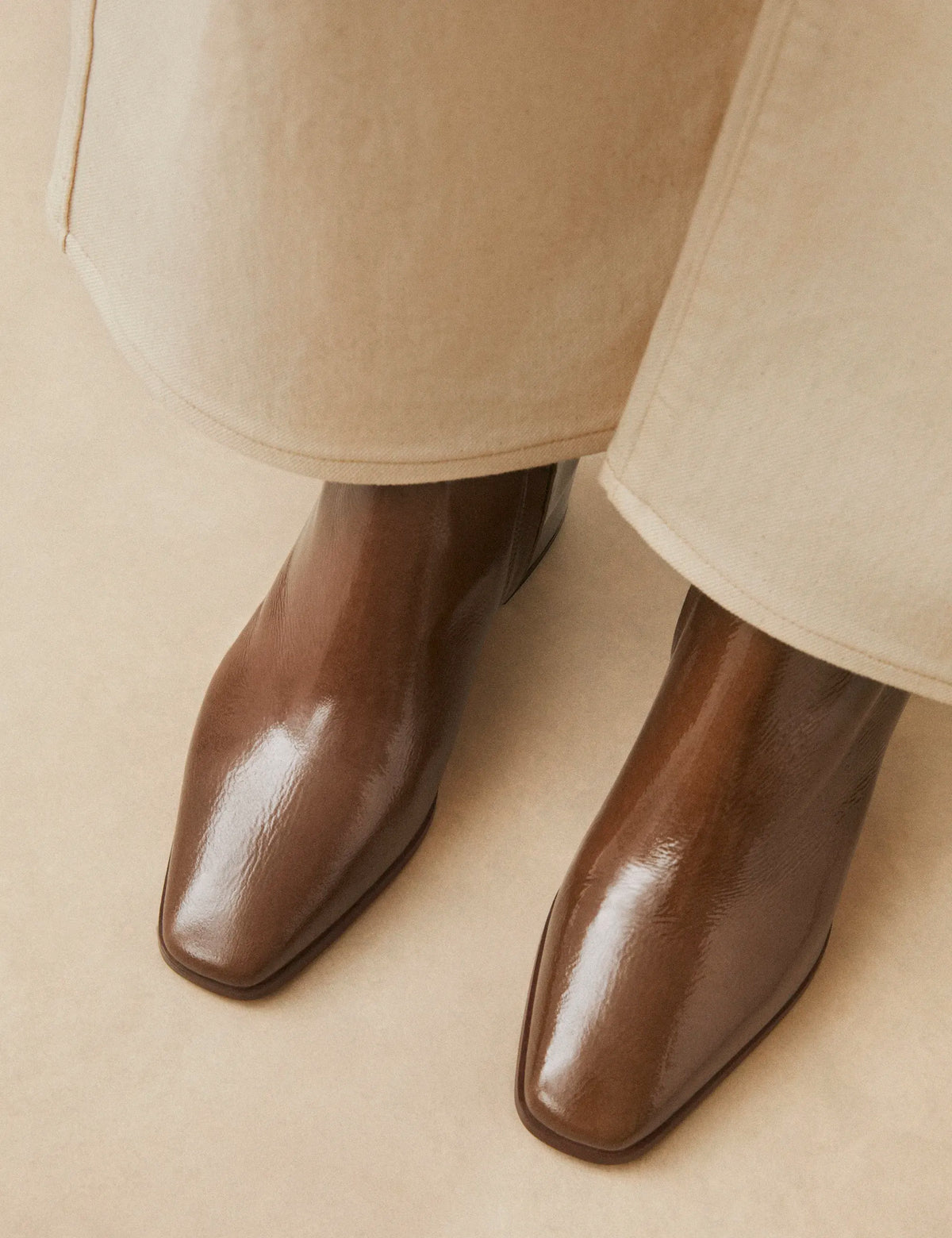 Bottines À Talons Cuir Vernis Brun - Numéro 406 - Rivecour