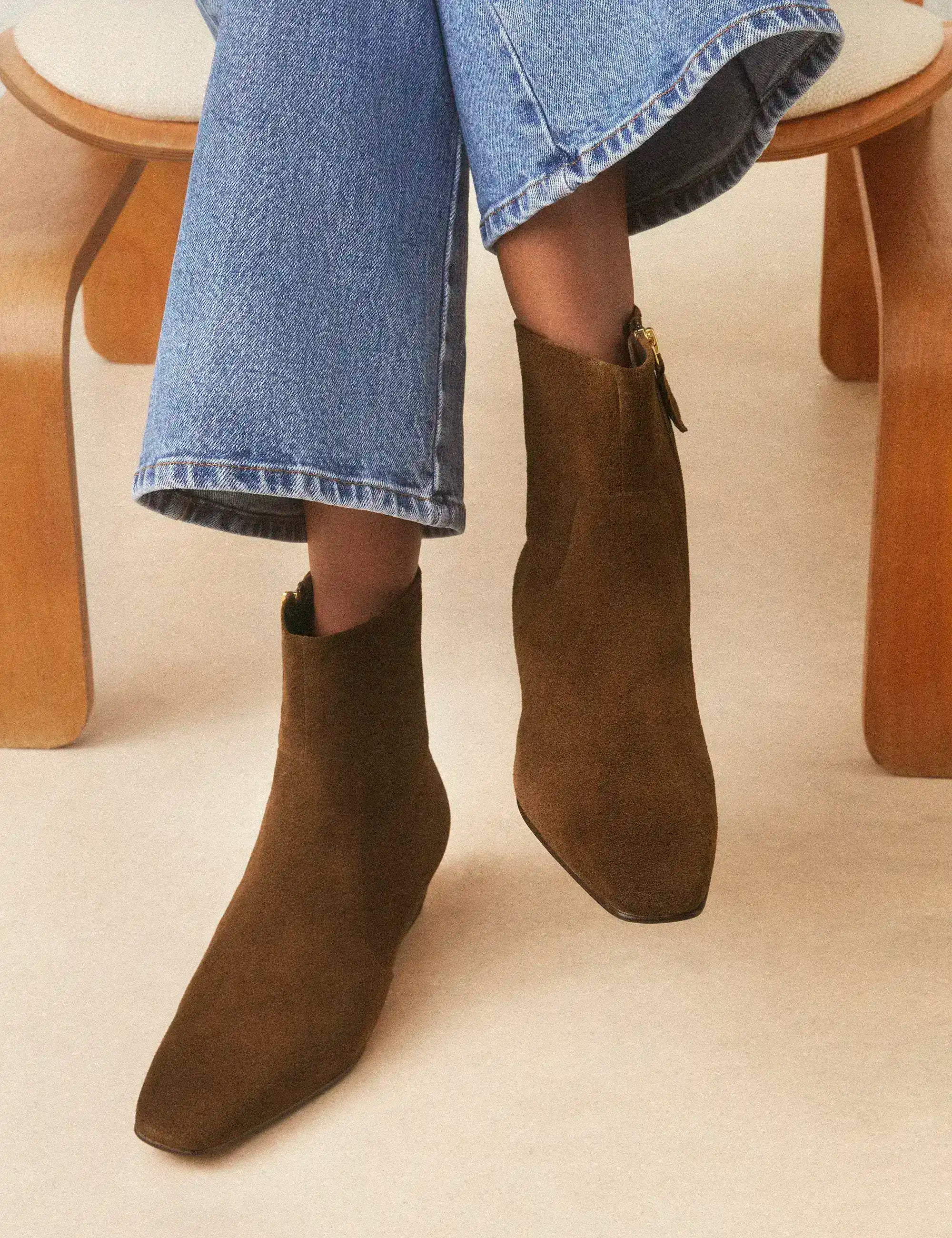 Bottines Plates Suède Brun - Numéro 407 - Rivecour