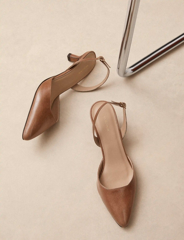 Slingbacks Cuir Vernis Taupe - Numéro 411 - Rivecour