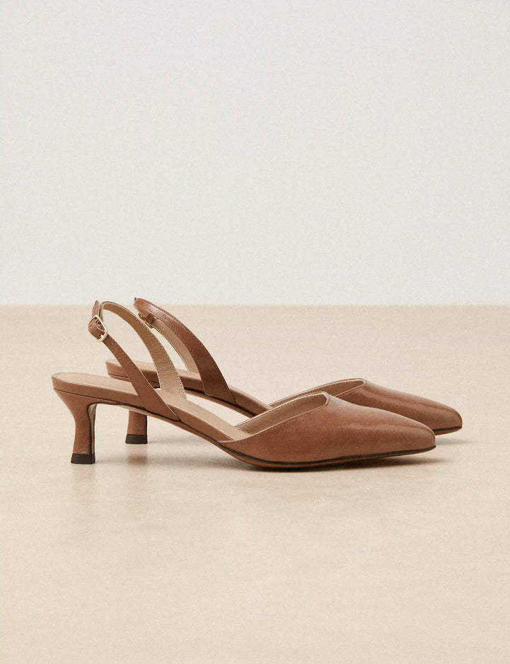 Slingbacks Cuir Vernis Taupe - Numéro 411 - Rivecour
