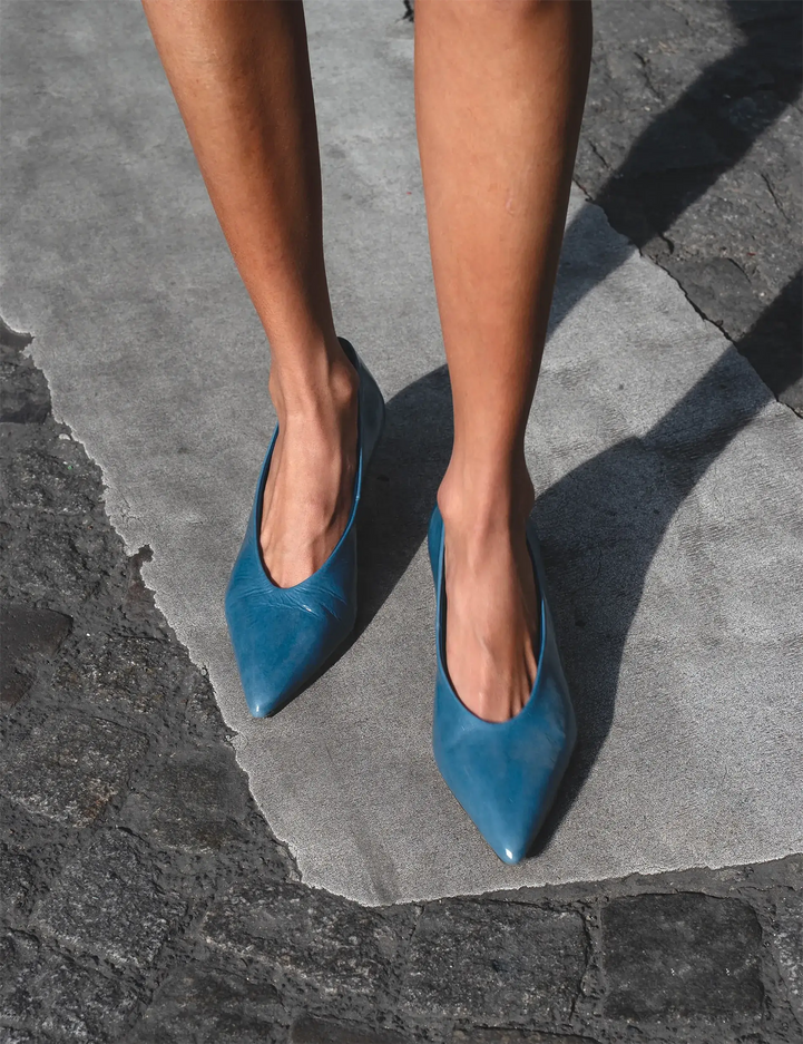 Escarpins Cuir Vernis Denim - Numéro 413 - Rivecour
