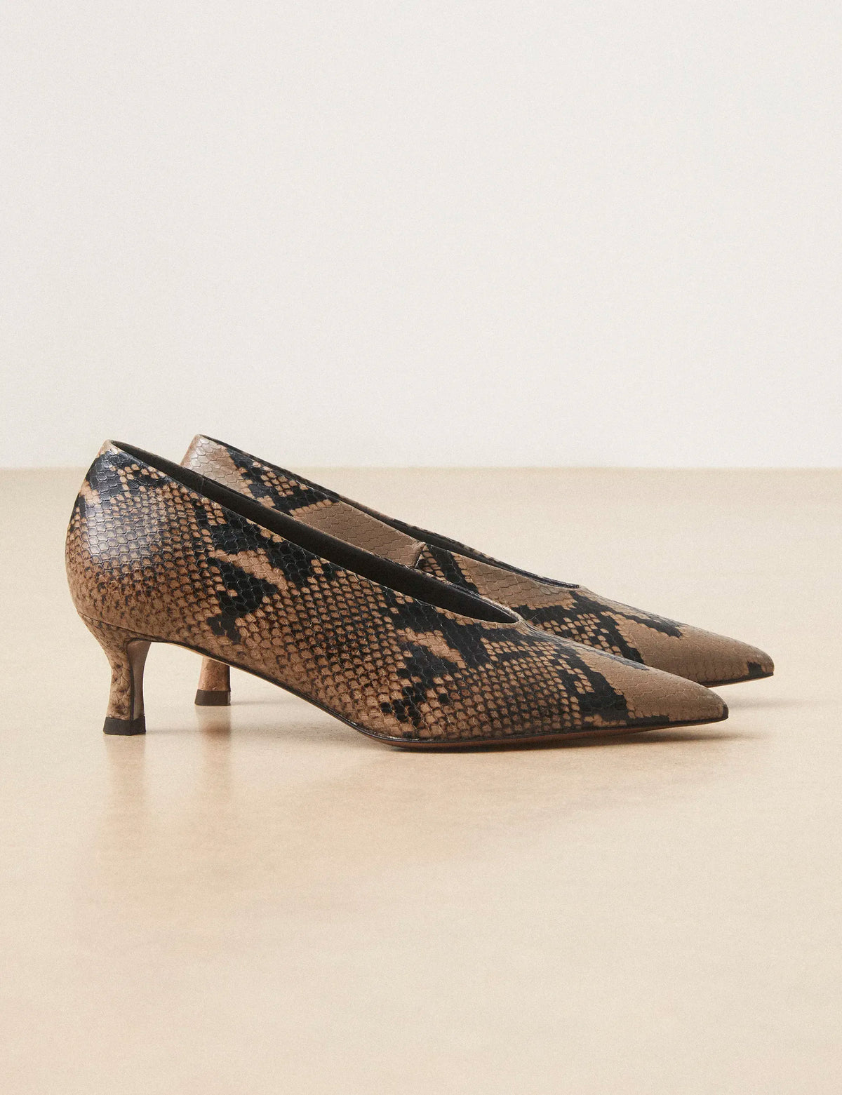 Escarpins Cuir Façon Python Brun - Numéro 413 - Rivecour