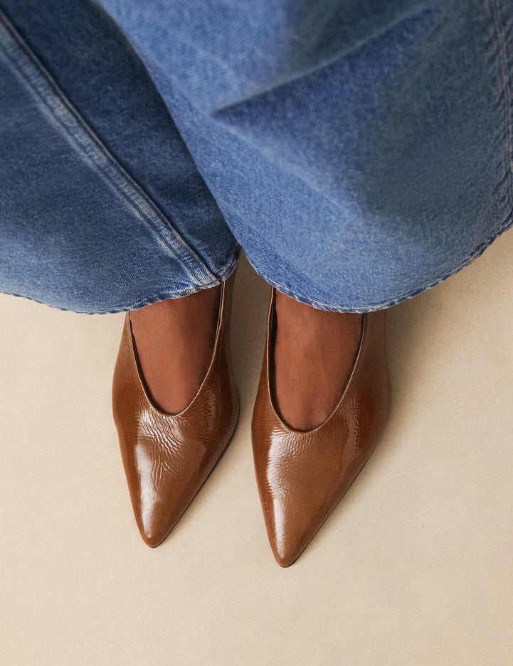 Escarpins Cuir Vernis Brun - Numéro 413 - Rivecour