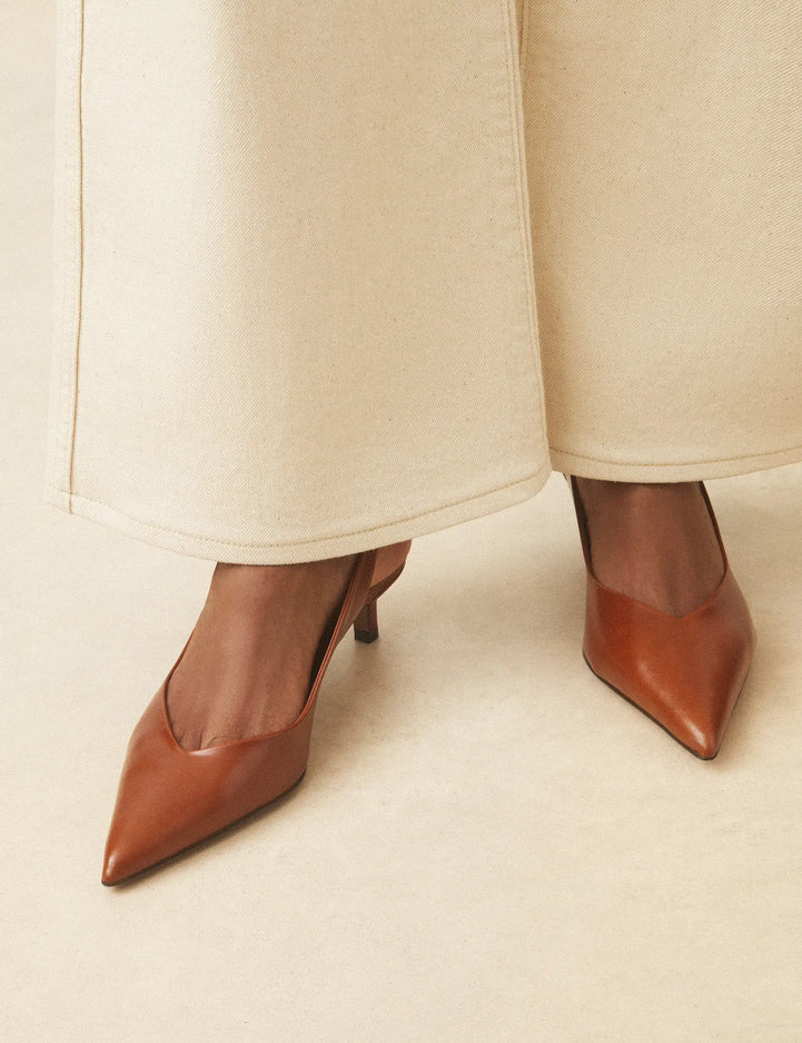 Slingbacks Cuir Cognac - Numéro 417 - Rivecour
