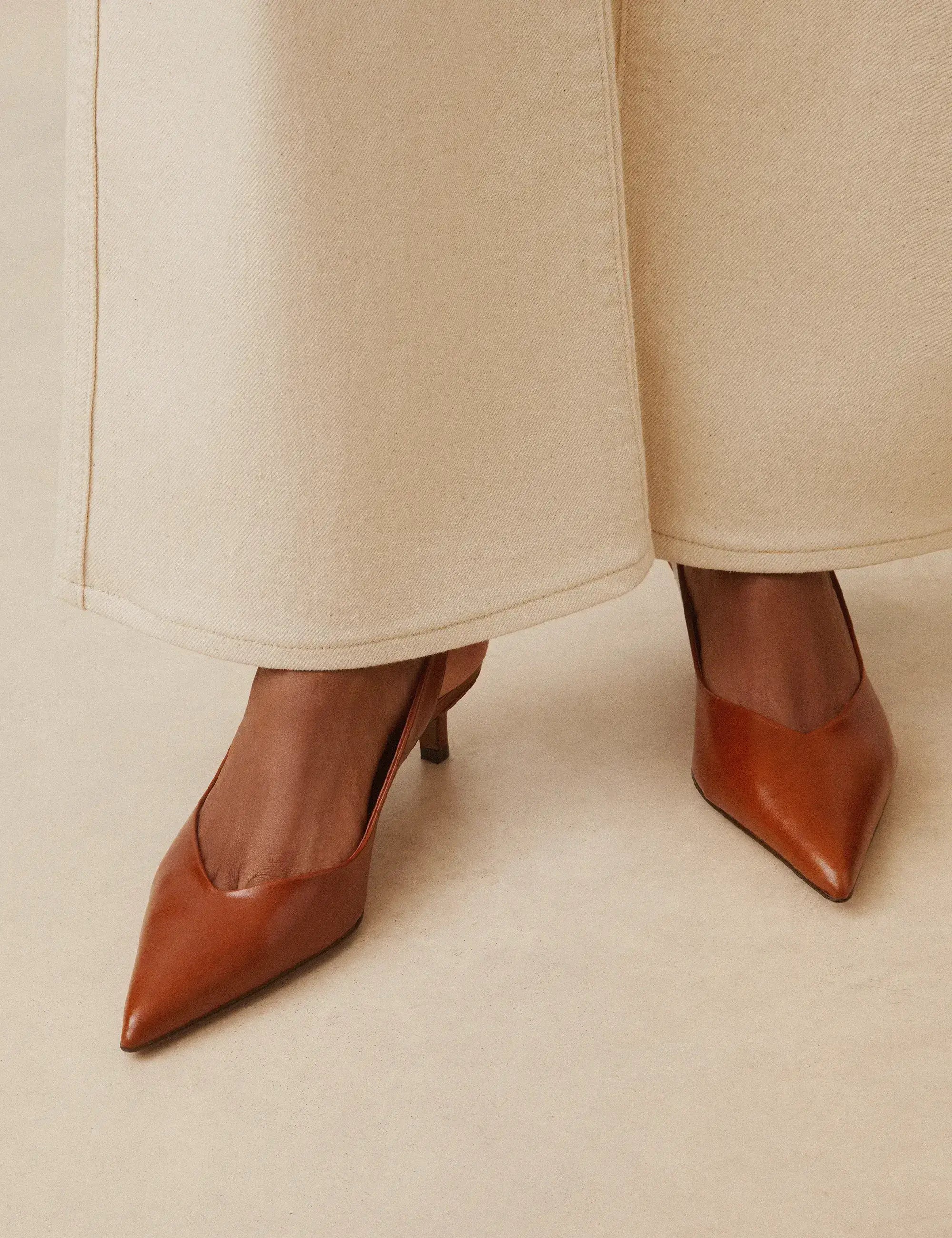 Slingbacks Cuir Cognac - Numéro 417 - Rivecour