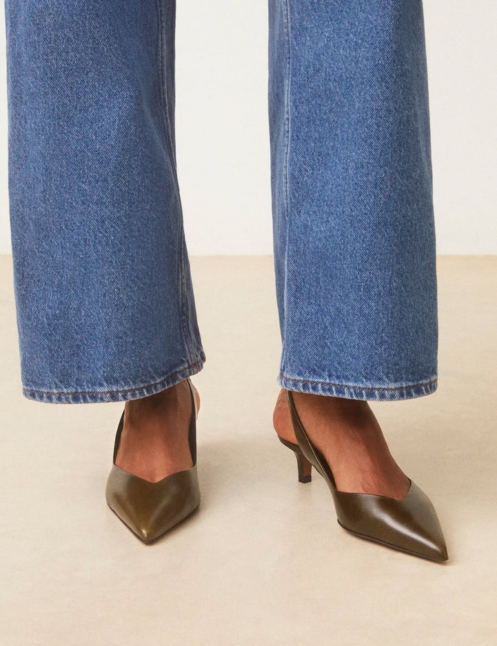 Slingbacks Cuir Kaki - Numéro 417 - Rivecour