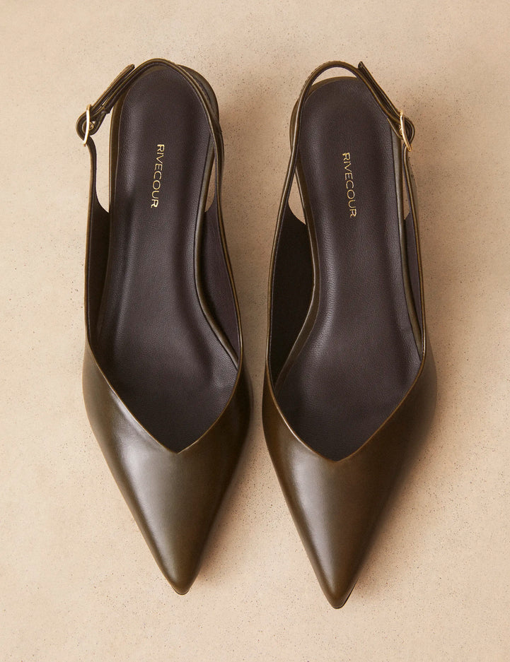 Slingbacks Cuir Kaki - Numéro 417 - Rivecour