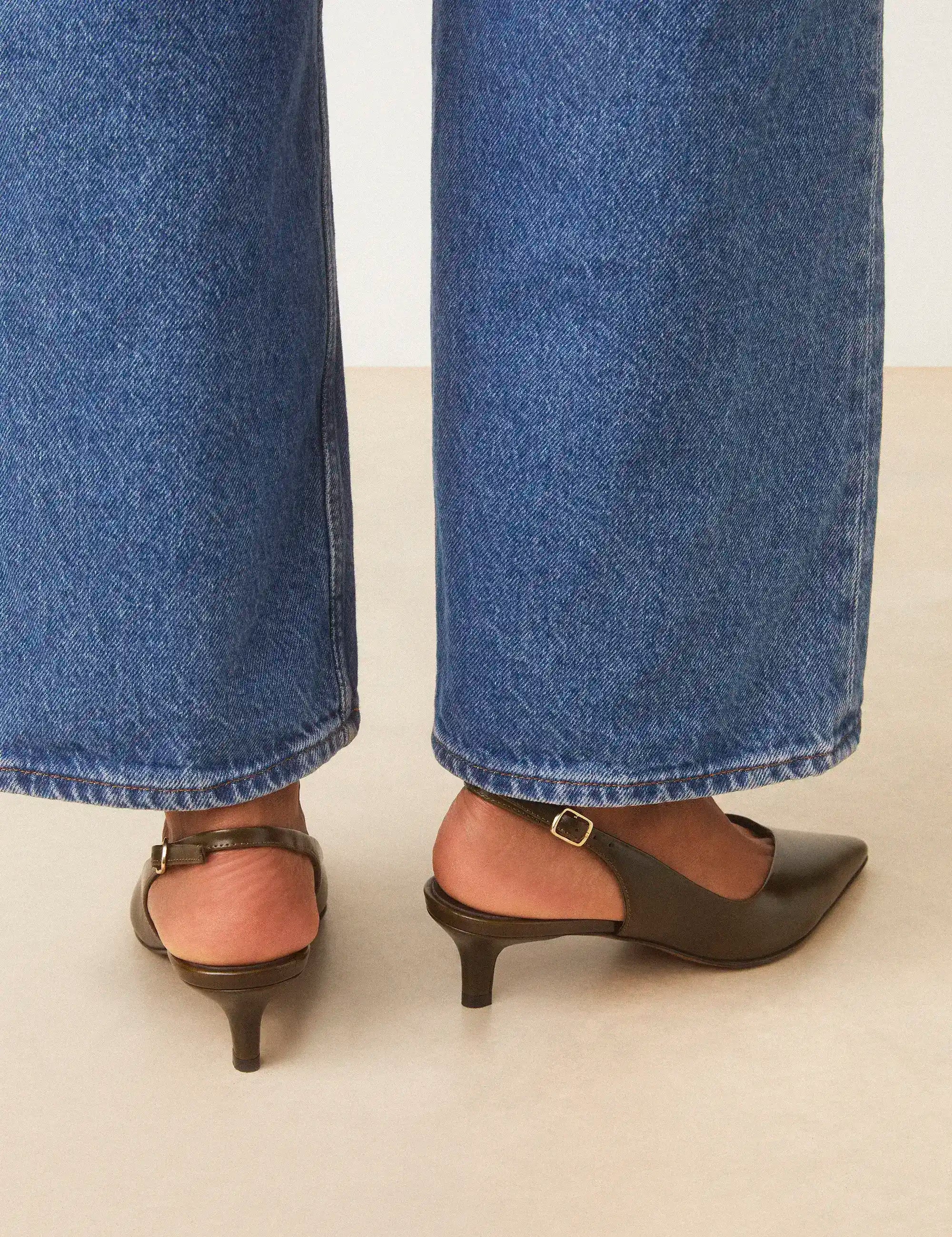 Slingbacks Cuir Kaki - Numéro 417 - Rivecour