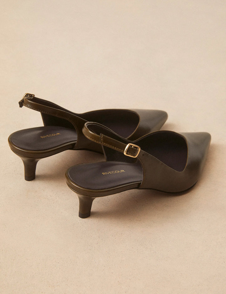 Slingbacks Cuir Kaki - Numéro 417 - Rivecour