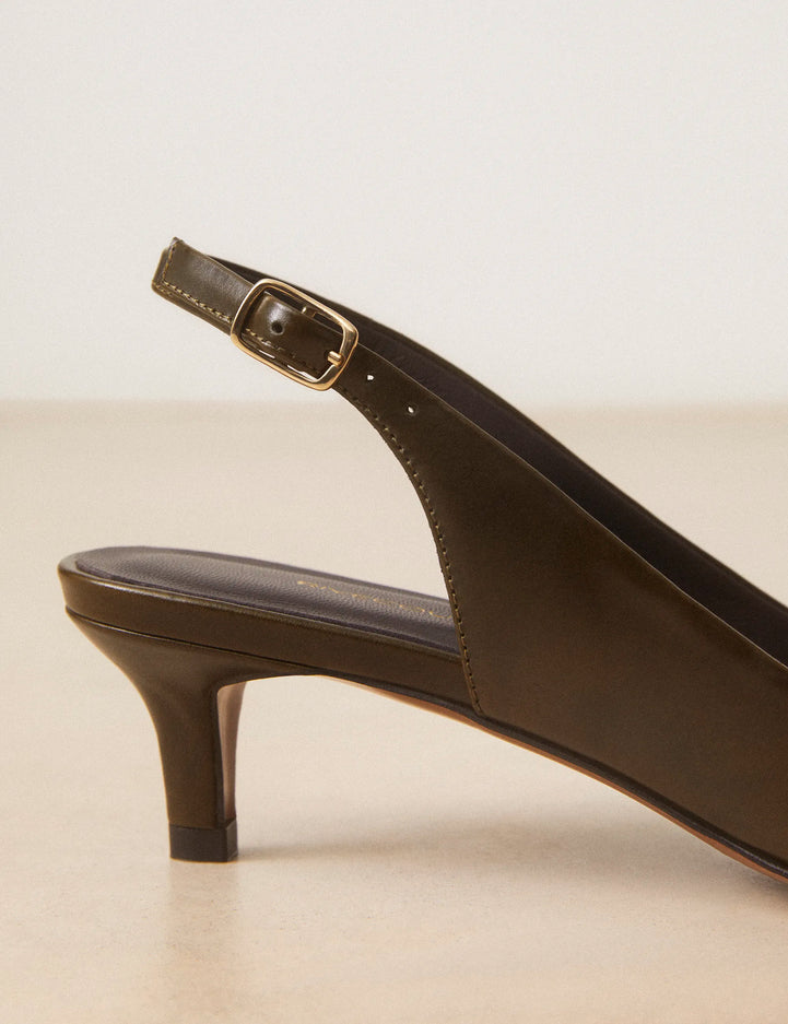 Slingbacks Cuir Kaki - Numéro 417 - Rivecour