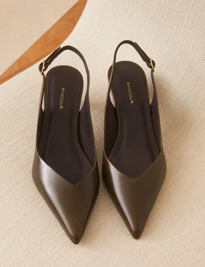 Slingbacks Cuir Kaki - Numéro 417 - Rivecour