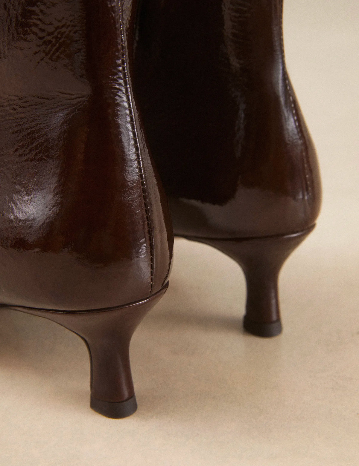 Bottines À Talons Cuir Vernis Marron Chocolat - Numéro 421 - Rivecour