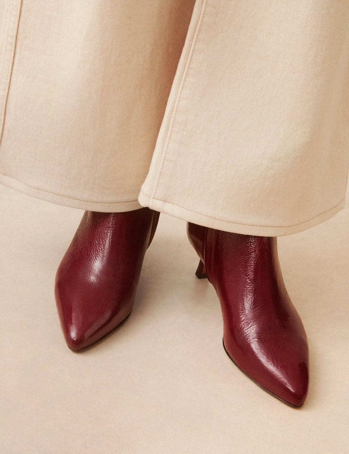 Bottines À Talons Cuir Vernis Bordeaux - Numéro 421 - Rivecour