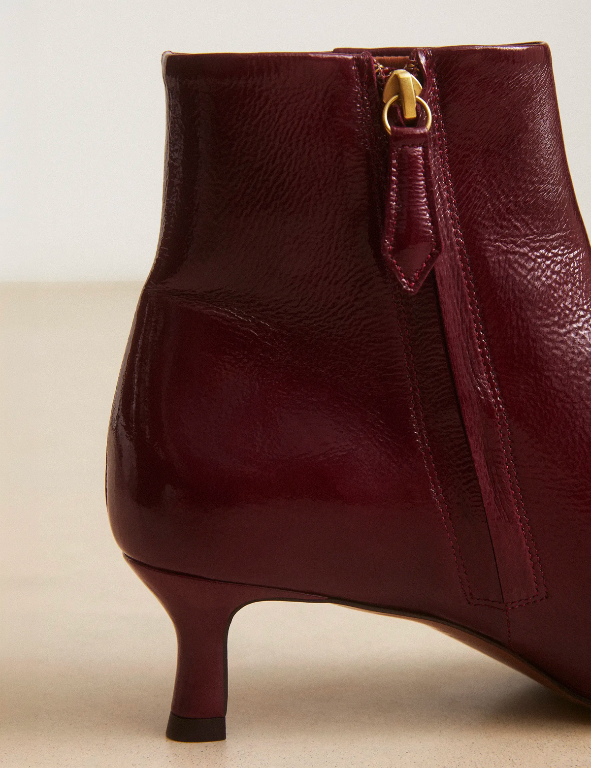 Bottines À Talons Cuir Vernis Bordeaux - Numéro 421 - Rivecour