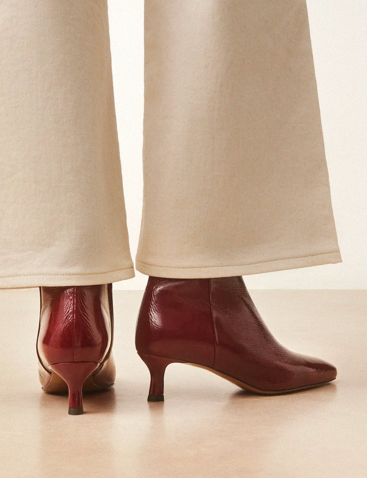 Bottines À Talons Cuir Vernis Bordeaux - Numéro 421 - Rivecour