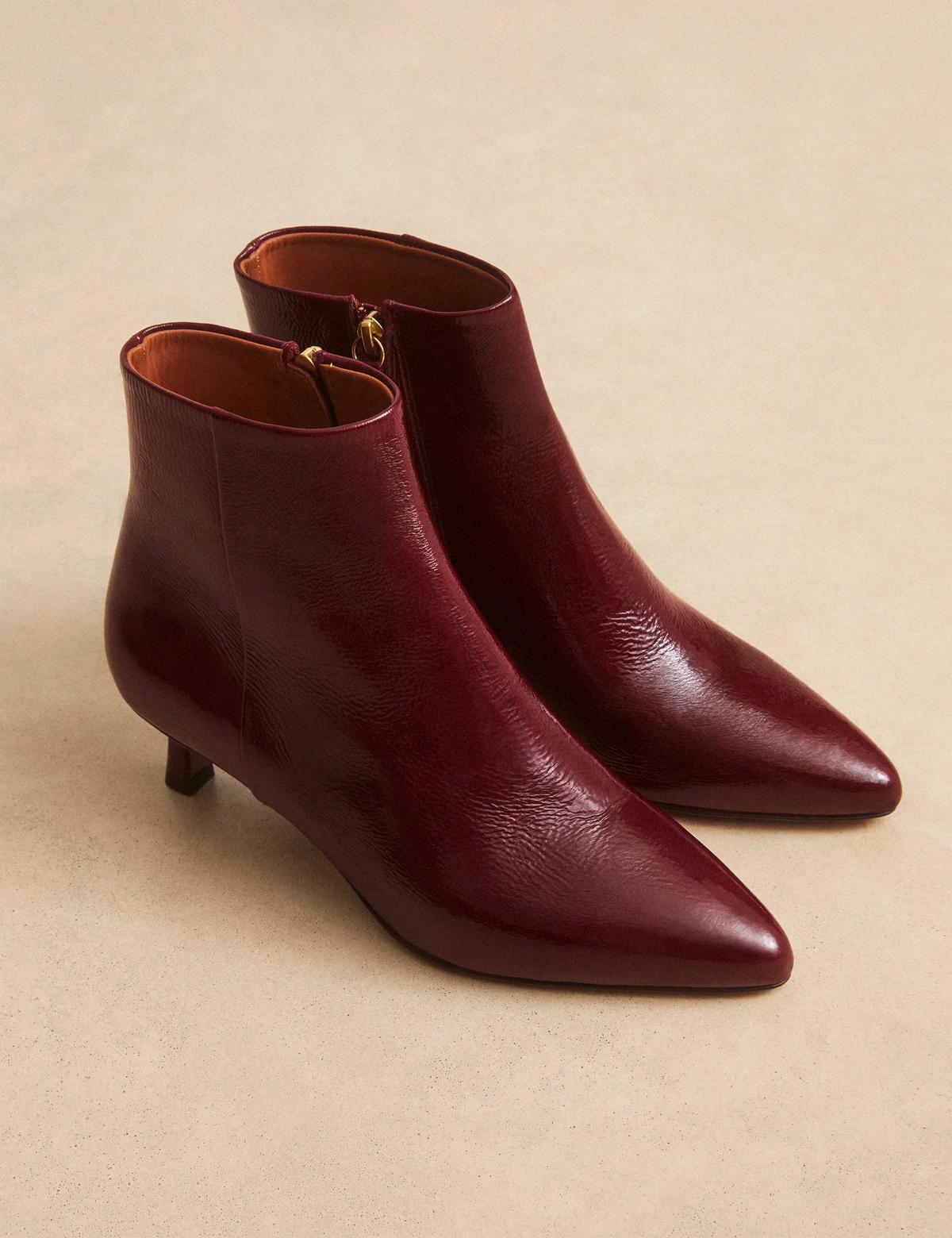 Bottines À Talons Cuir Vernis Bordeaux - Numéro 421 - Rivecour