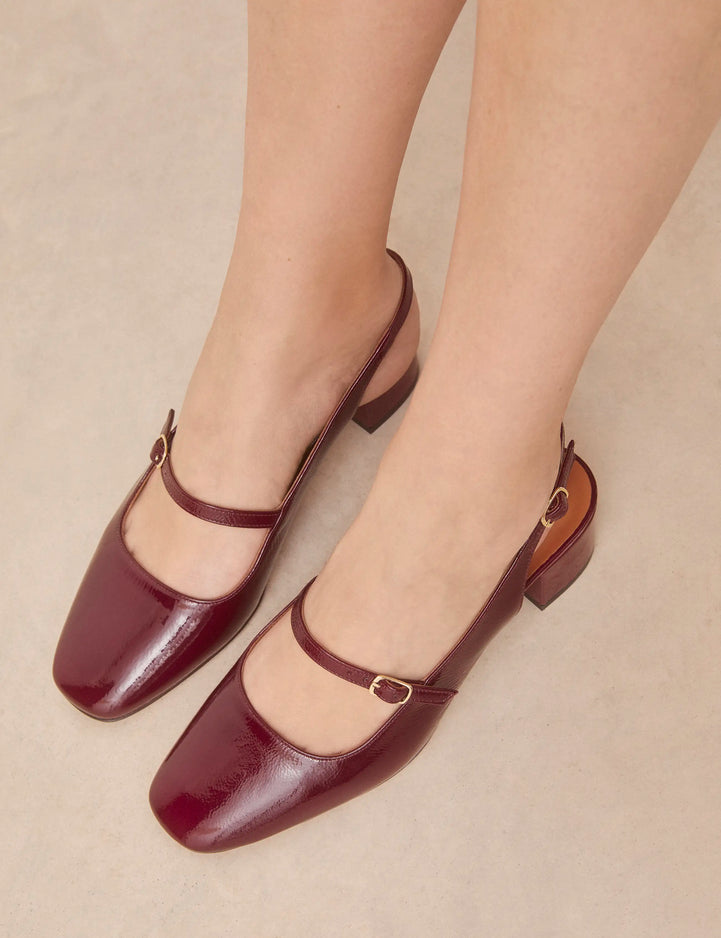 Babies Cuir Vernis Bordeaux - Numéro 424 - Rivecour