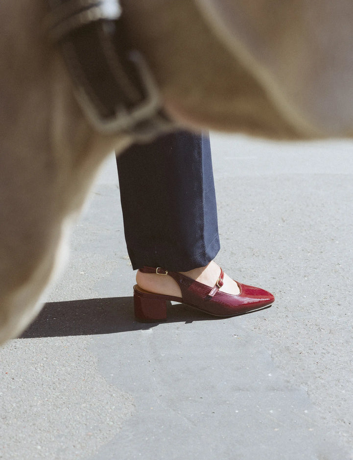 Babies Cuir Vernis Bordeaux - Numéro 424 - Rivecour
