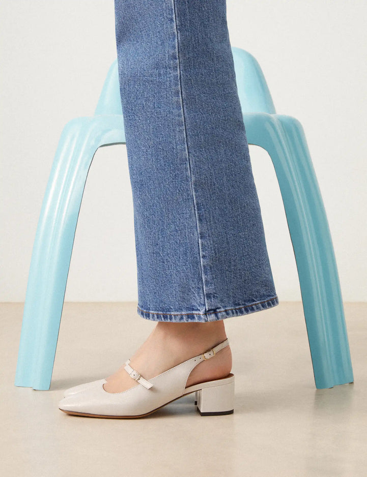 Mary Janes Leather Patent White - Numéro 424 - Rivecour