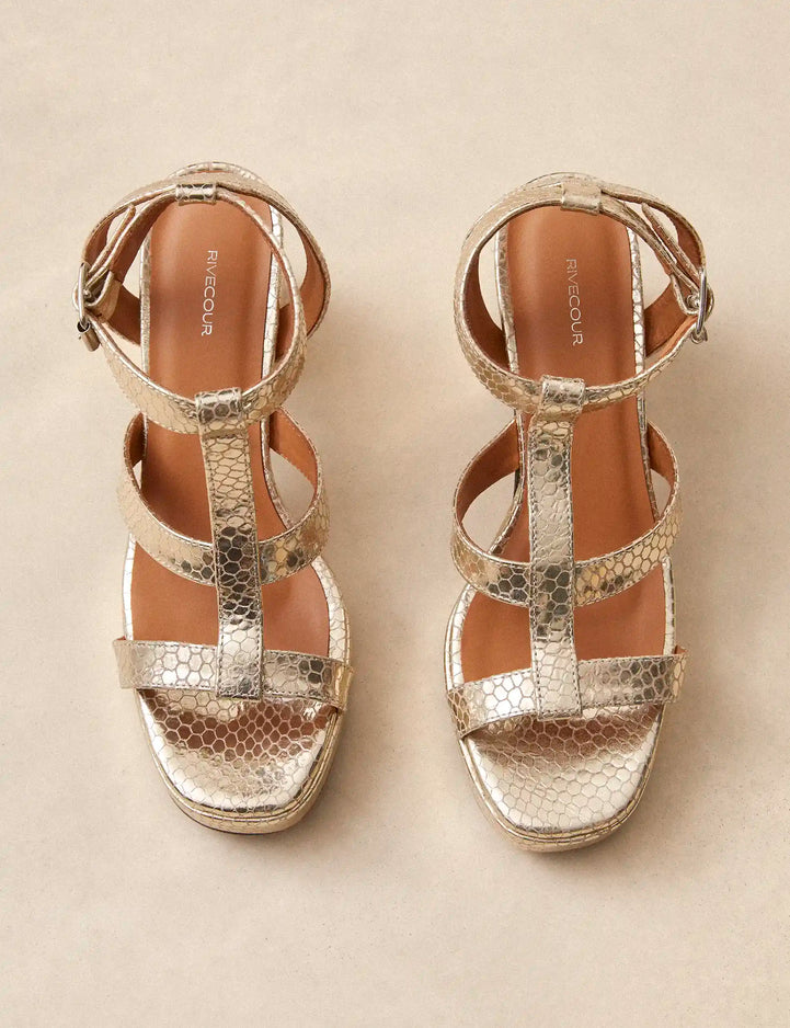 Platforms Leather Façon Lézard Or White - Numéro 447 - Rivecour