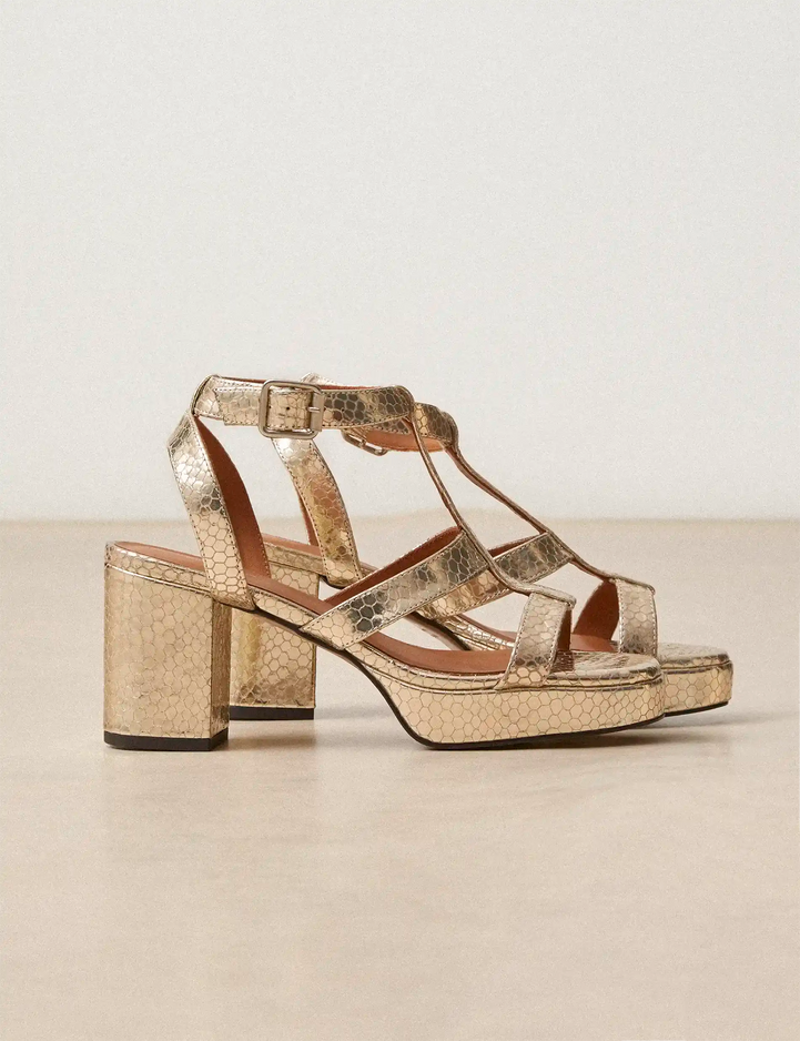 Platforms Leather Façon Lézard Or White - Numéro 447 - Rivecour