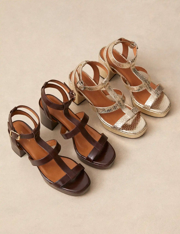 Platforms Leather Façon Lézard Or White - Numéro 447 - Rivecour