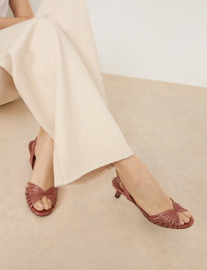 Sandals À Talons Leather Patent Pink Poudré - Numéro 460 - Rivecour