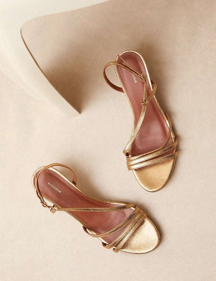 Sandales à talons Cuir Craquelé Doré - Numéro 464 - Rivecour
