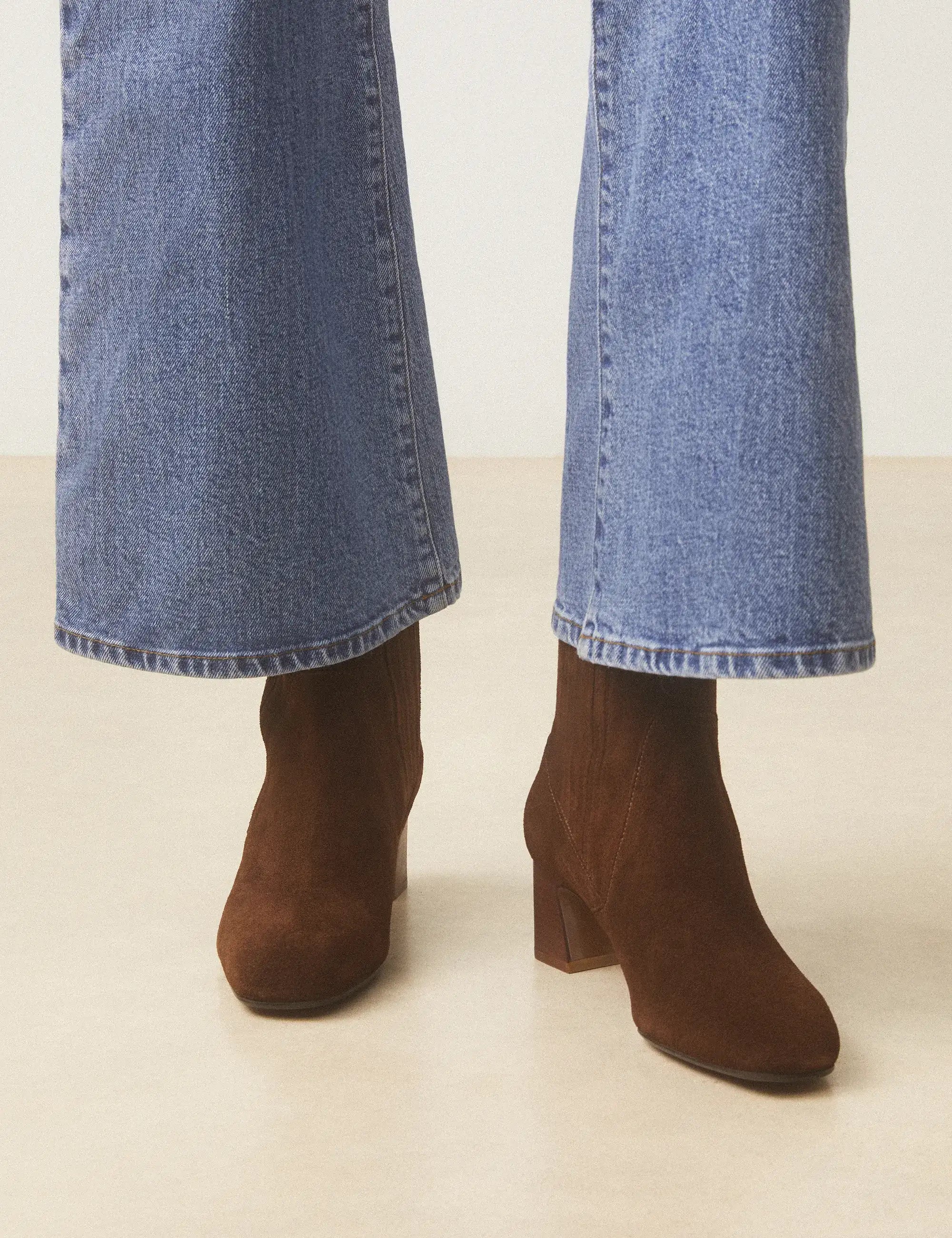 Bottines À Talons Suède Noisette - Numéro 522 - Rivecour
