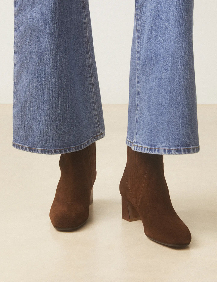Bottines À Talons Suède Noisette - Numéro 522 - Rivecour