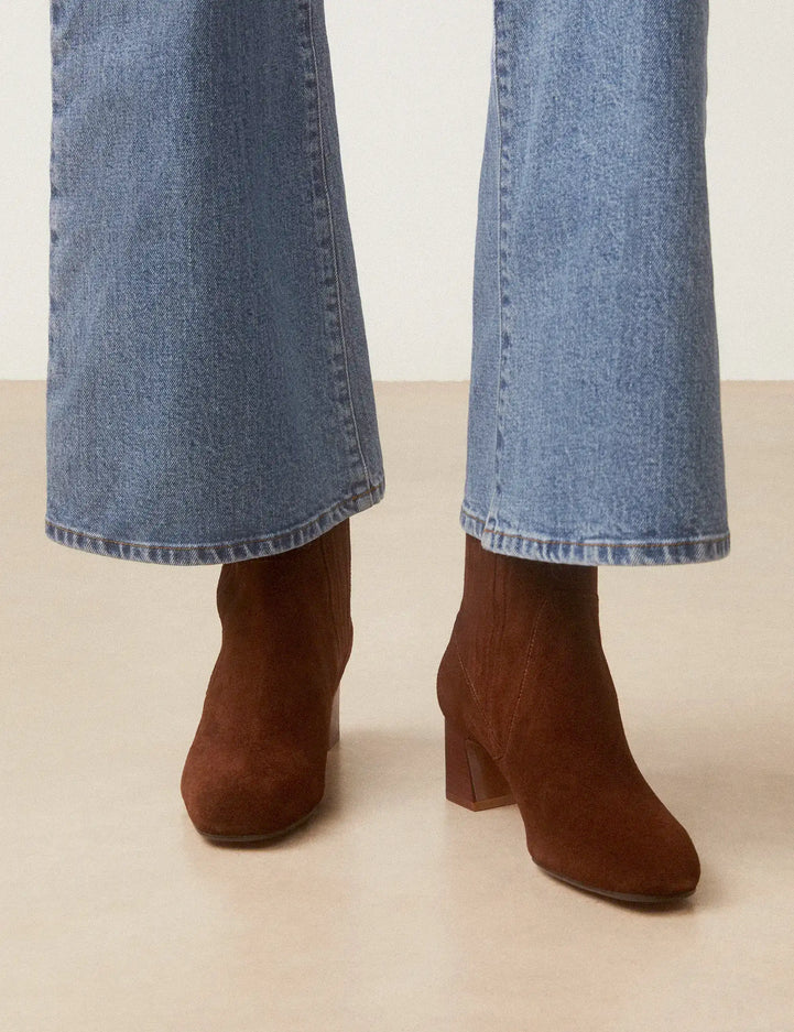 Bottines À Talons Suède Noisette - Numéro 522 - Rivecour