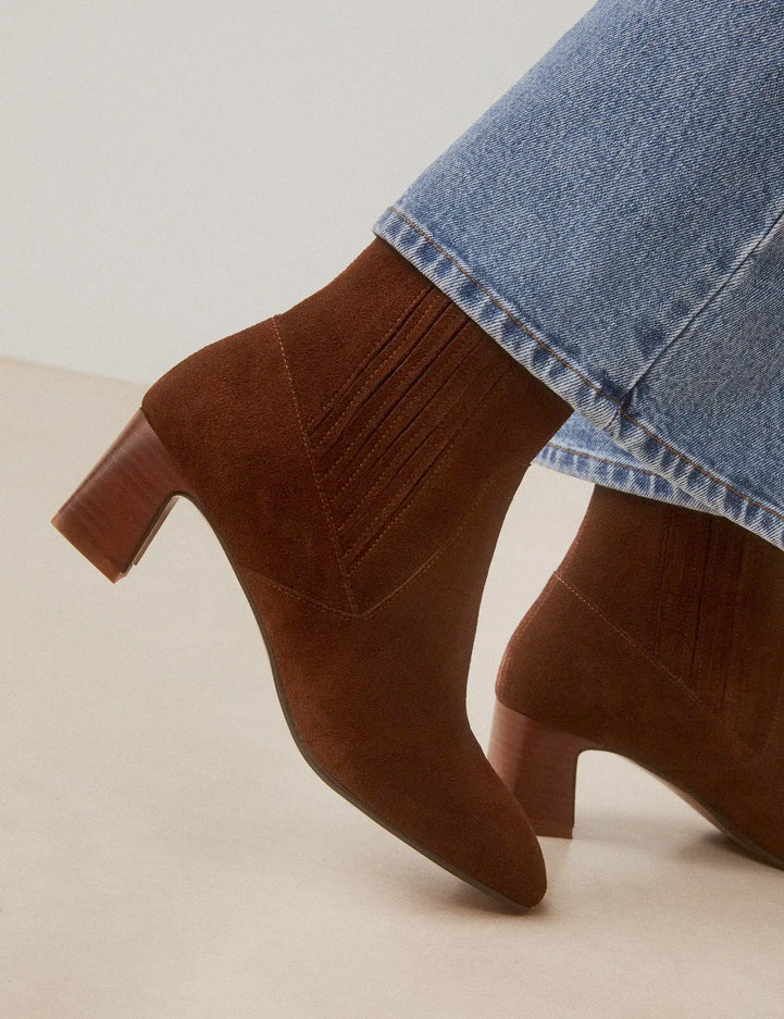 Bottines À Talons Suède Noisette - Numéro 522 - Rivecour