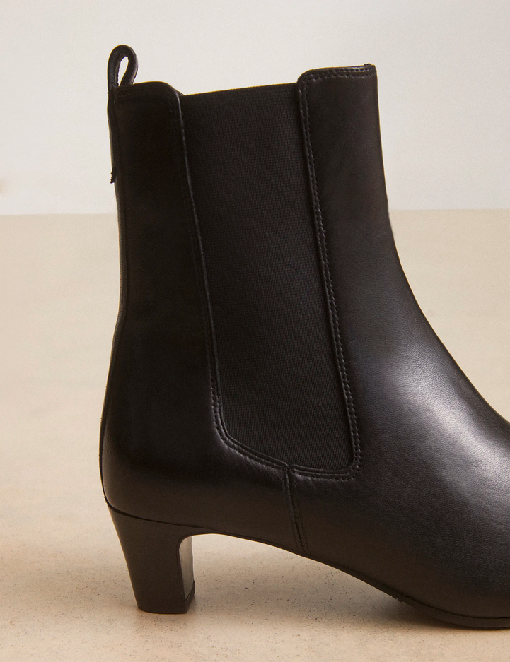 Bottines À Talons Cuir Noir - Numéro 525 - Rivecour