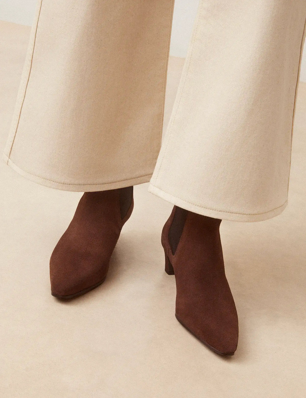 Bottines À Talons Suède Marron Chocolat - Numéro 525 - Rivecour