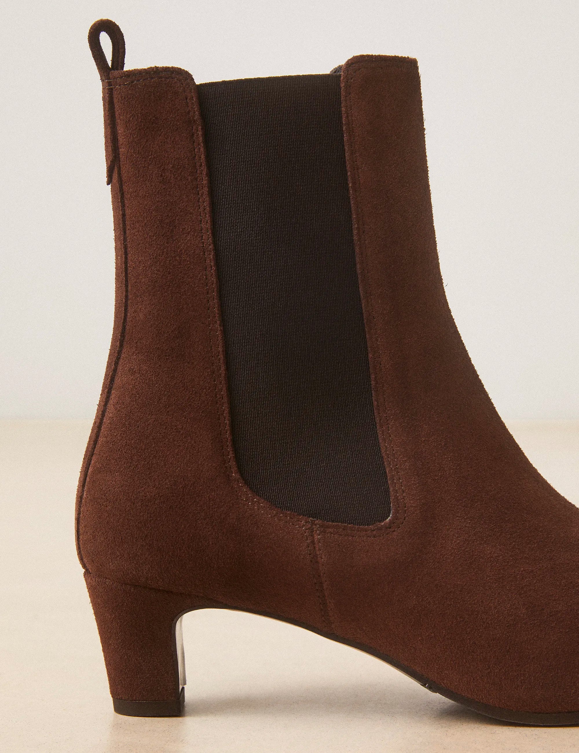 Bottines À Talons Suède Marron Chocolat - Numéro 525 - Rivecour