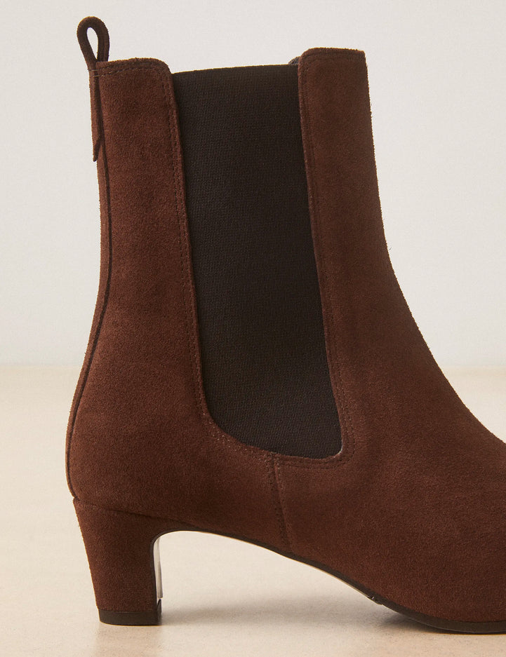 Bottines À Talons Suède Marron Chocolat - Numéro 525 - Rivecour