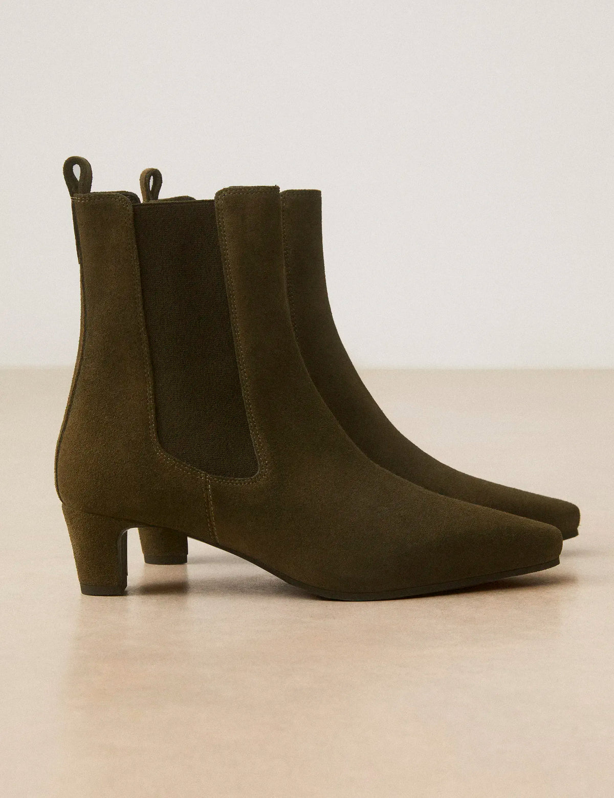 Bottines À Talons Suède Kaki - Numéro 525 - Rivecour