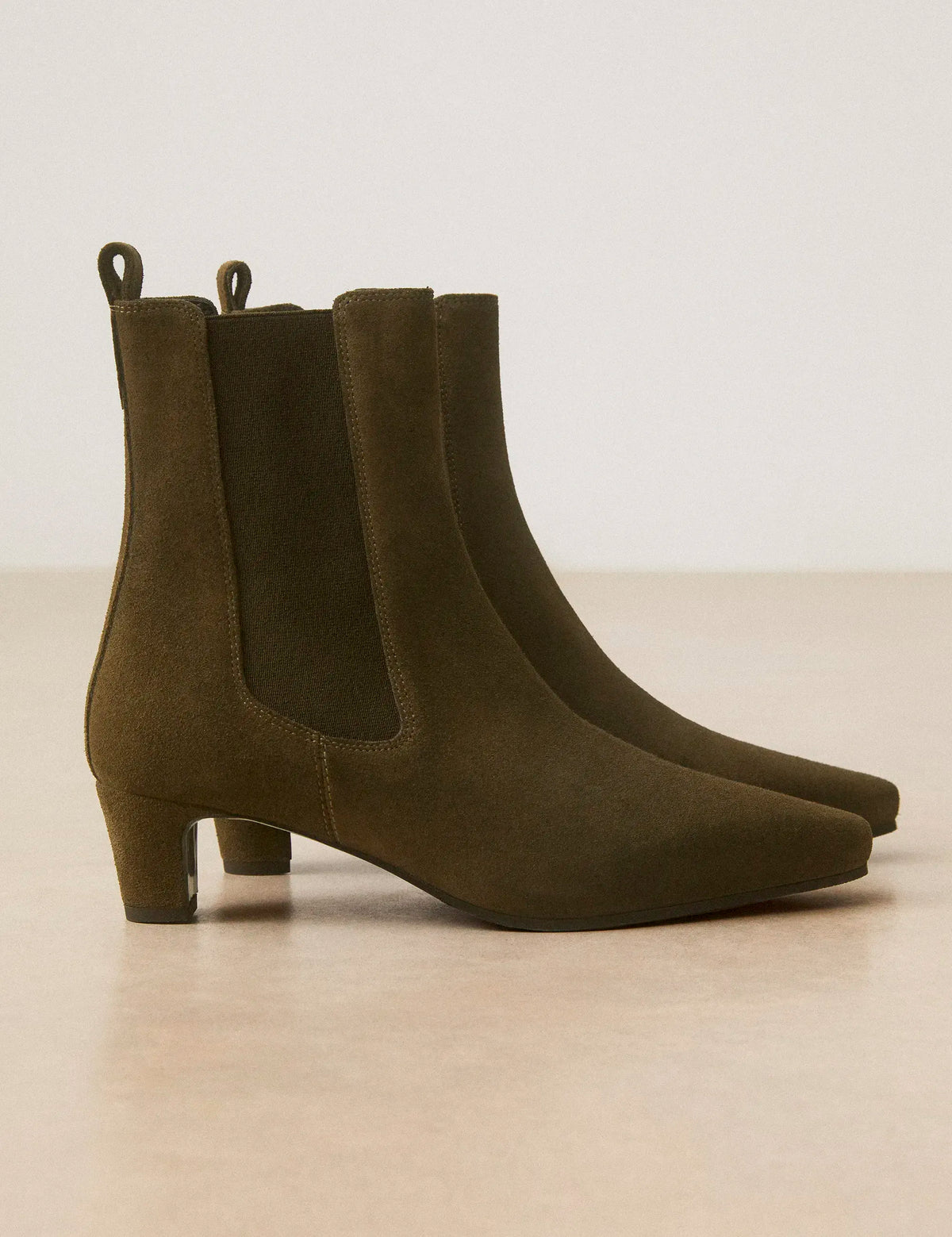 Bottines À Talons Suède Kaki - Numéro 525 - Rivecour