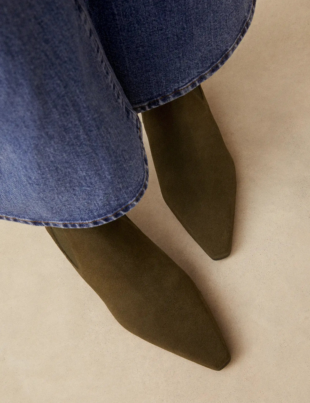 Bottines À Talons Suède Kaki - Numéro 525 - Rivecour